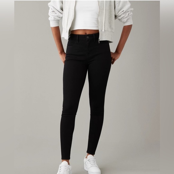 AE Dream Stretch High-Waisted Jegging Black Denim Jeans - Picture 1 of 10